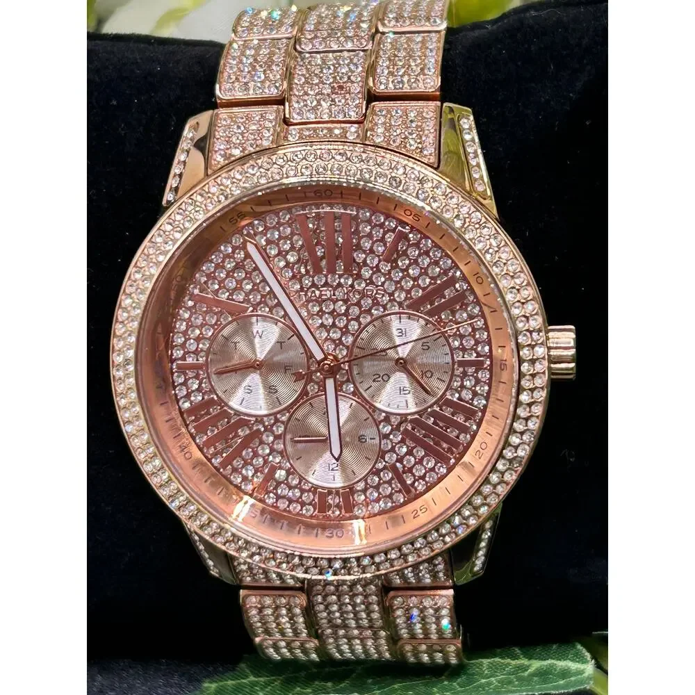 Michael Kors MK6933 Bradshaw Extreme Glitz Rose Gold Pave Chain Link Watch